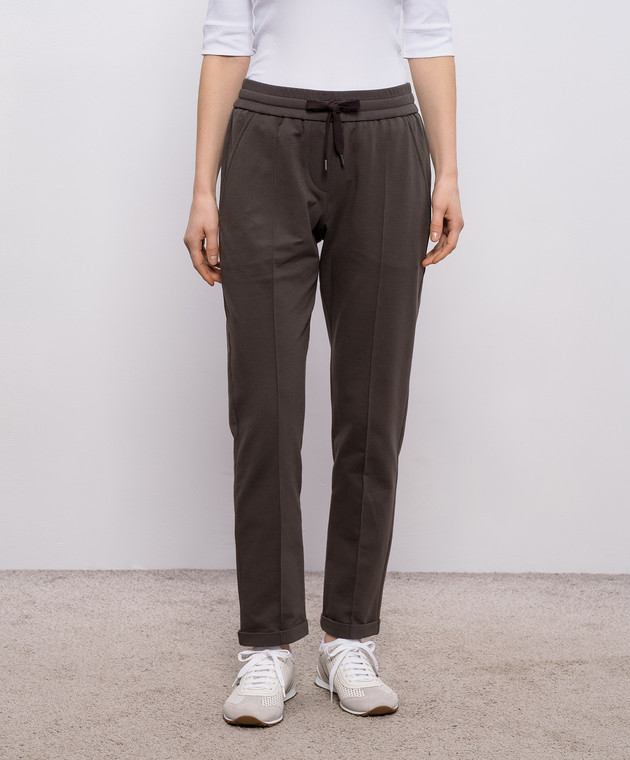 Brunello Cucinelli Коричневі спортивні штани з ланцюжком моніль MH827FB799 зображення 3