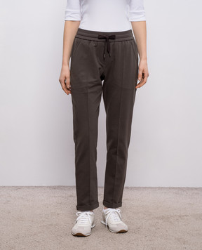 Brunello Cucinelli Коричневі спортивні штани з ланцюжком моніль MH827FB799