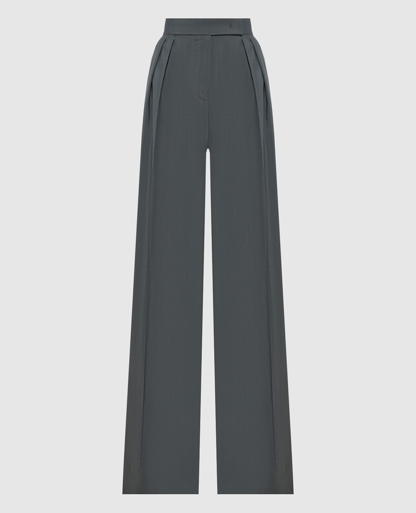 

Зеленые брюки GIALLO из шерсти и шелка с высокой посадкой, Зеленый, Широкие брюки