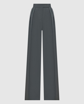 Max Mara Зелені штани GIALLO з вовни і шовку з високою посадкою MXMGIALLO