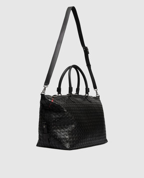 Serapian Черная кожаная дорожная сумка с плетением SRMOSMTR707545Y001