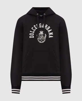 Dolce&Gabbana Чорне худі з контрастним принтом логотипа G9BGPTG7POT