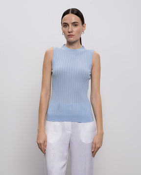 Peserico Голубой топ в рубчик A98211F1809310