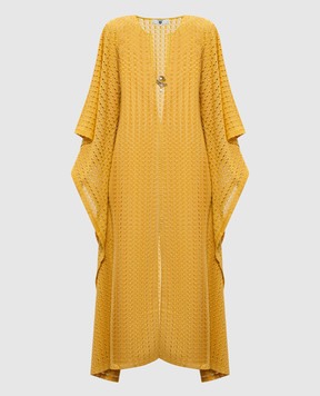 Twinset Жовта ажурна сукня з розрізом 261LM2BGG