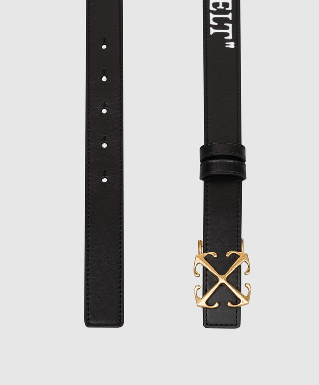 Off-White Чорний шкіряний ремінь Arrow з принтом OWRB13AC99LEA001 зображення 3