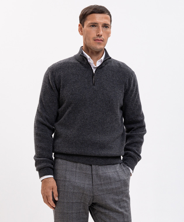 Canali Серый свитер из шерсти и кашемира MK02547C1216 изображение 3