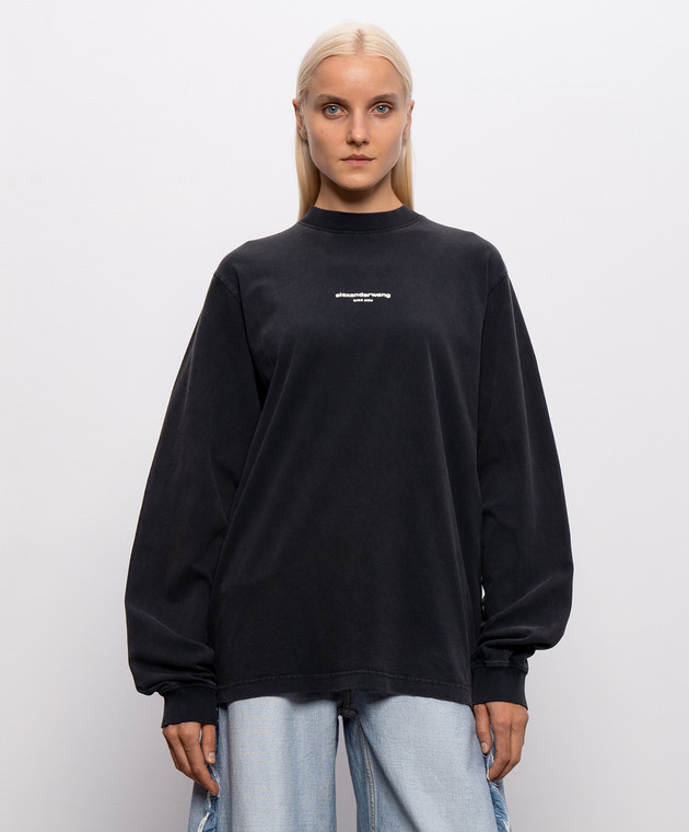 Alexander Wang Черный лонгслив с фактурным логотипом UCC3261908w изображение 3