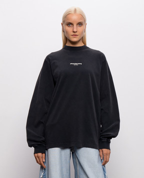 Alexander Wang Черный лонгслив с фактурным логотипом UCC3261908w