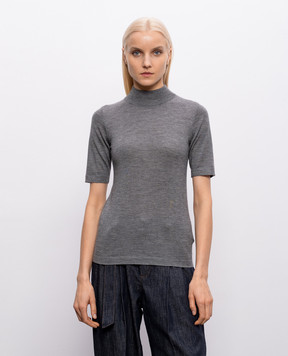 Brunello Cucinelli Сірий меланжевий топ з кашеміру та шовку M13800004P