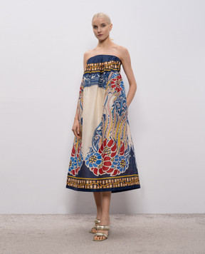 La DoubleJ Сукня міді з льоном та шовком в принт DRE0902LIN010LEM02