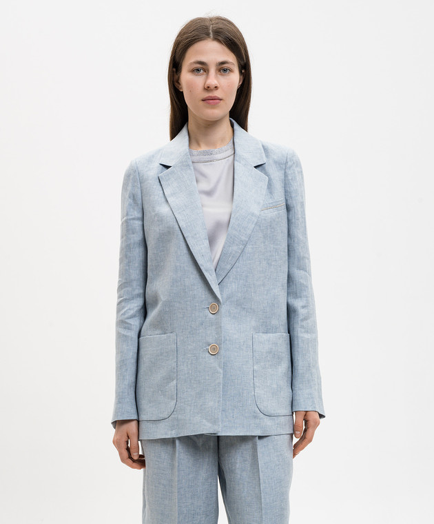 Peserico Блакитний жакет з льону з ланцюжком моніль S0122802598 зображення 3
