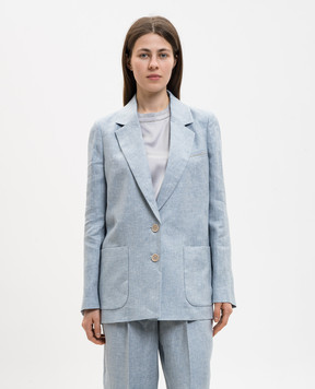 Peserico Блакитний жакет з льону з ланцюжком моніль S0122802598