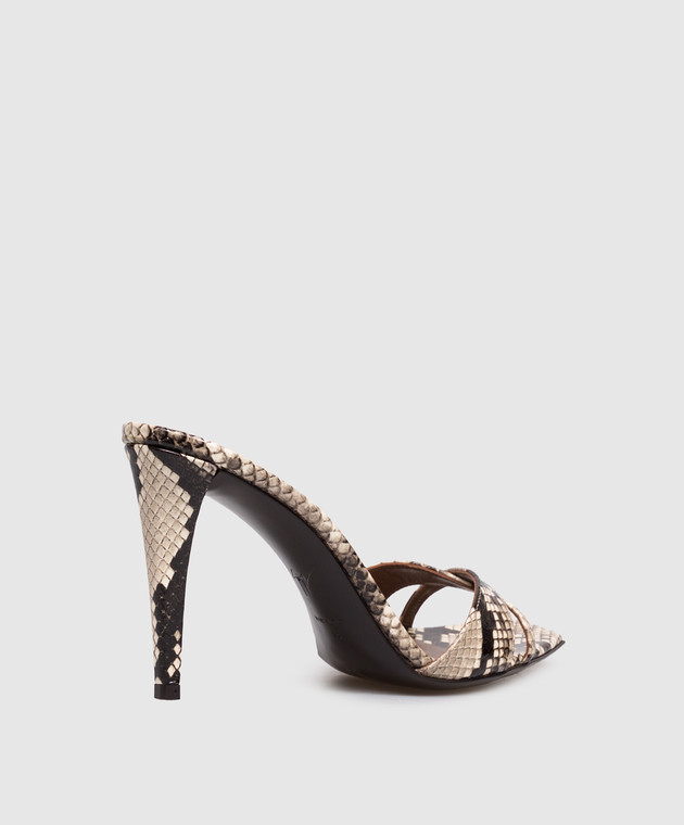 Giuseppe Zanotti Бежевые мюли кожаные Brivido с тиснением под кожу рептилии E600070 изображение 3