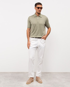 Stefano Ricci Поло кольору хакі із шовку з вишивкою монограми логотипа K616215P31F26101