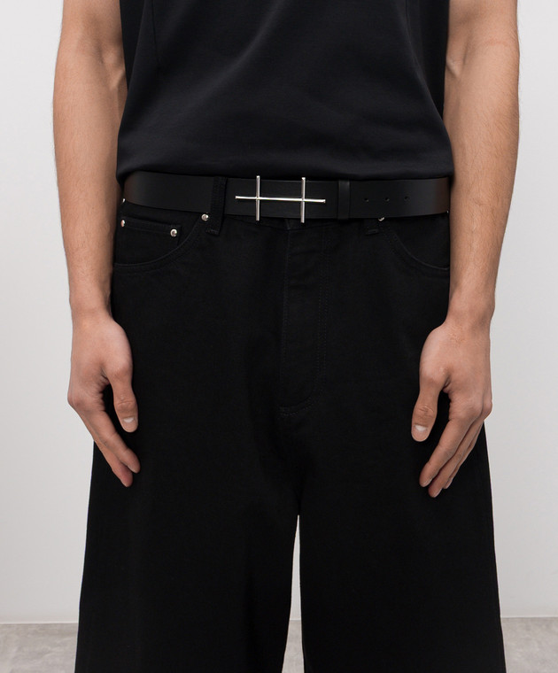 Heliot Emil Чорний шкіряний ремінь 16091 зображення 2