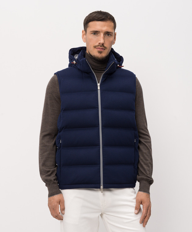 Brunello Cucinelli Синій пуховий жилет з вовни MQ4631608 зображення 3