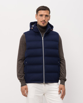 Brunello Cucinelli Синий пуховый жилет из шерсти MQ4631608