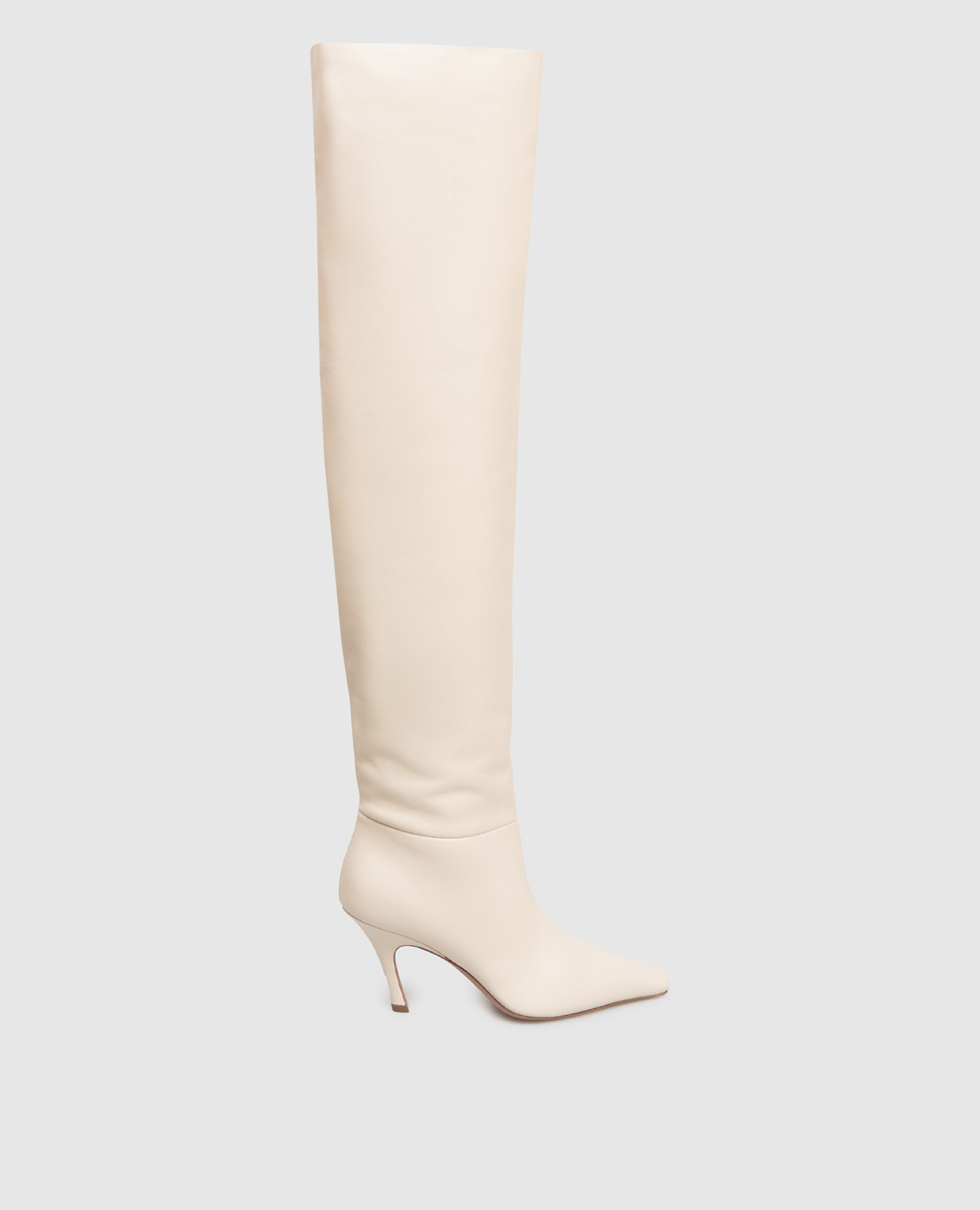 

Бежевые кожаные ботфорты Jamie, Бежевый, Ботфорты