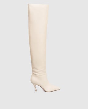 Amina Muaddi Бежевые кожаные ботфорты Jamie 15S365726JAM