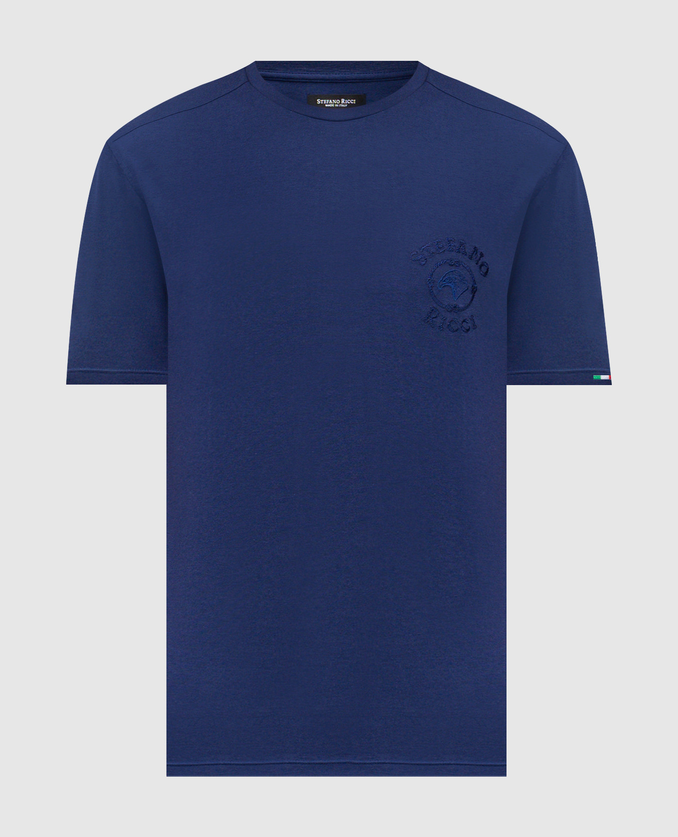 Голубая футболка с вышивкой логотипа