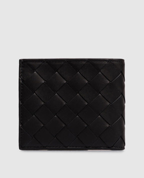 Bottega Veneta Черный кожаный портмоне Intrecciato Bi-Fold 749412VCPQ4