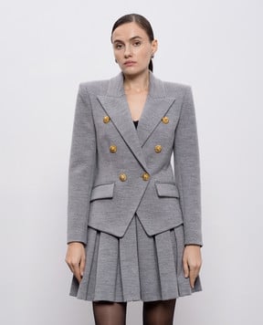 Balmain Сірий двобортний жакет з вовною FF0SI505JL17