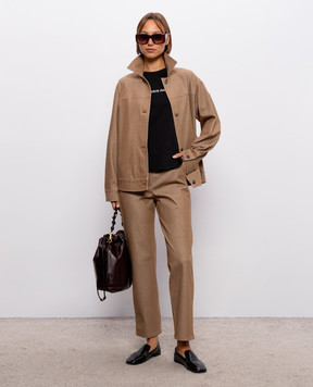 Max Mara Черная футболка с контрастной вышивкой MMLEXPLOIT