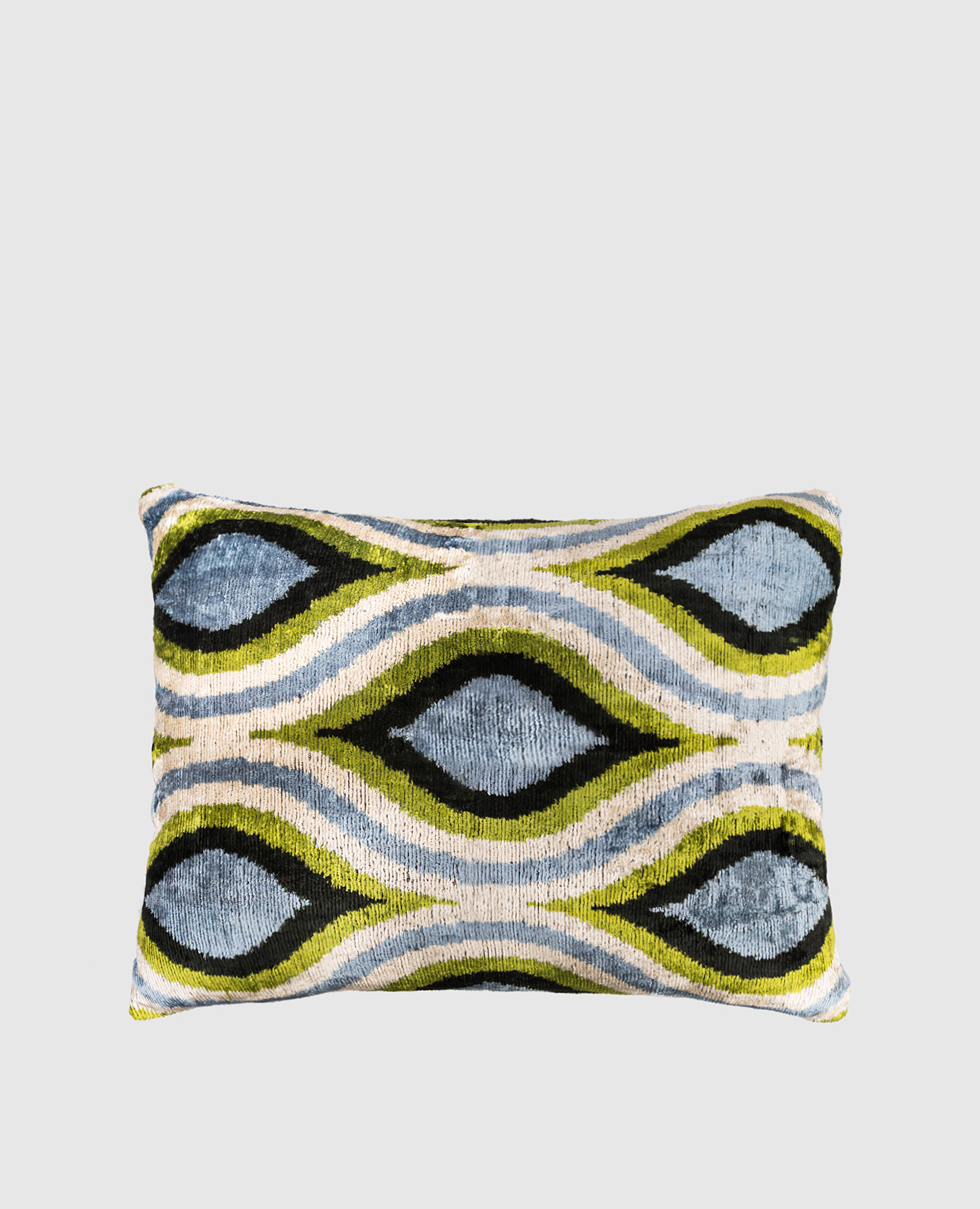 

Голубая декоративная подушка из шелка в принт, Голубой, Подушки