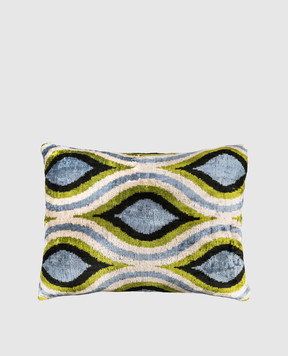 Les Ottomans Голубая декоративная подушка из шелка в принт V10040X50D