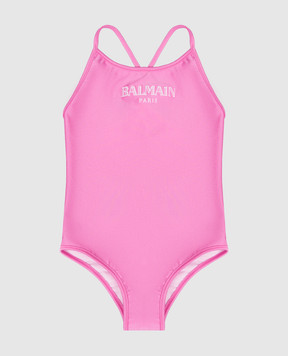 Balmain Дитячий рожевий купальник з вишивкою логотипа BYCA09Z00051214