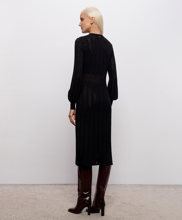 Twinset Черное платье с ажурным узором 262TP3120 изображение 3