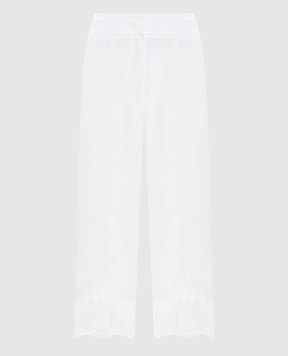 Twinset Белые брюки из льна с кружевом 261TT2184