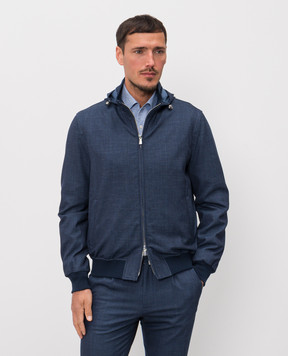 Enrico Mandelli Синяя куртка из шерсти, шелка и льна 3L515A6043