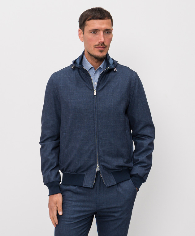 Enrico Mandelli Синяя куртка из шерсти, шелка и льна 3L515A6043 изображение 3