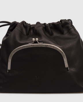 Y`S Yamamoto Чорна шкіряна сумка-кісет з тисненням логотипа YKI05711