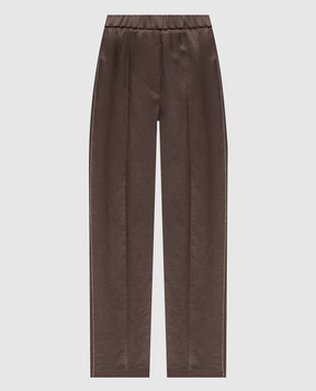 Peserico Коричневі штани з льоном з ланцюжком моніль A0407201926