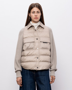 Brunello Cucinelli Бежевая пуховая куртка с цепочкой мониль MD5987696P