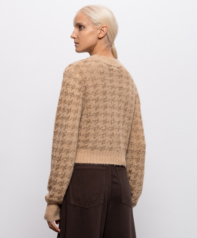Twinset Бежевый свитер в узор с пайетками 262TP3361 изображение 4