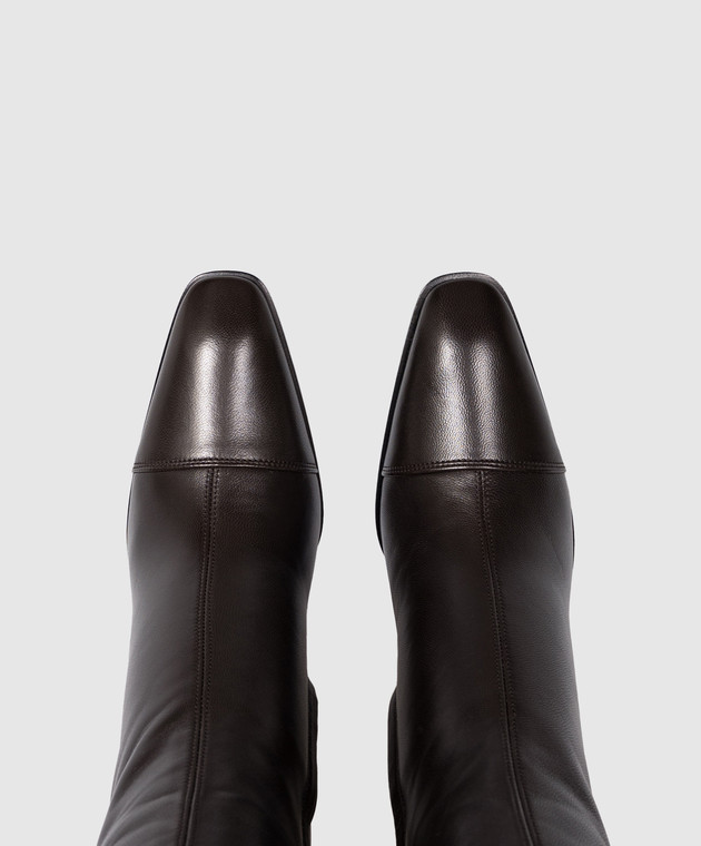Saint Laurent Коричневые кожаные сапоги VENETIA 823417AADF0 изображение 4