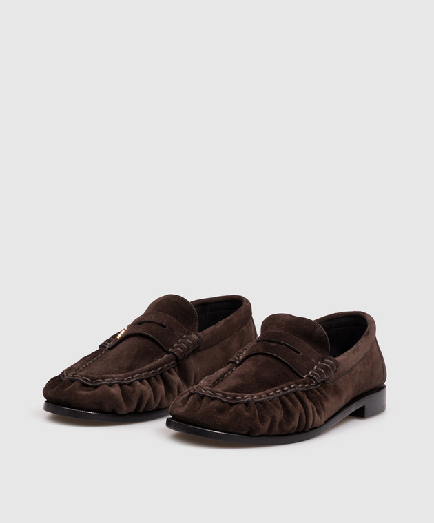 Saint Laurent Коричневые замшевые лоферы LE 8189082W5AA изображение 2