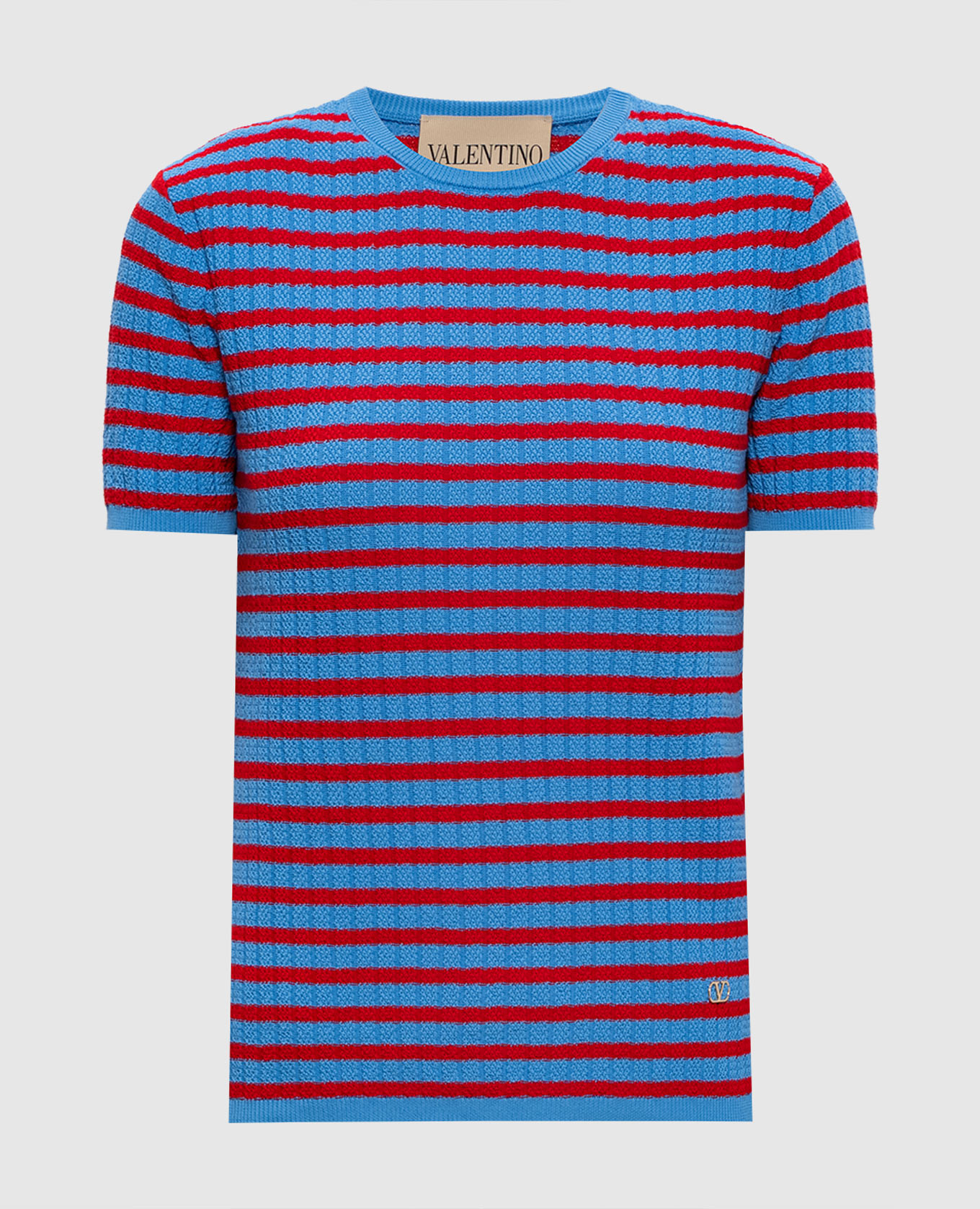 Голубой топ в полоску