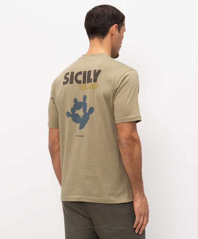 Officina 36 Футболка кольору хакі Sicily Island CUPF78 зображення 3