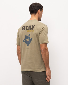 Officina 36 Футболка кольору хакі Sicily Island CUPF78