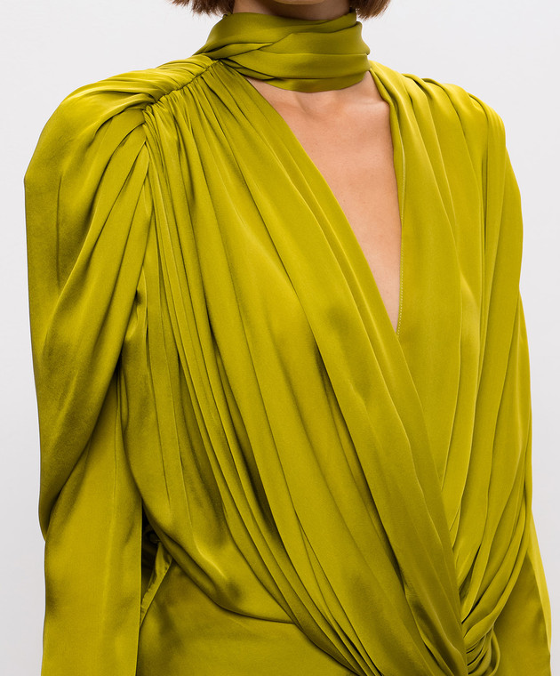 Balmain Зеленое платье макси из шелка DR0000000114 изображение 4