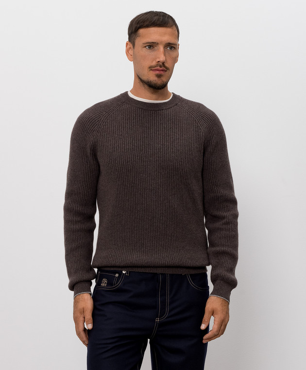 Brunello Cucinelli Коричневий светр з кашеміру M2274100 зображення 3