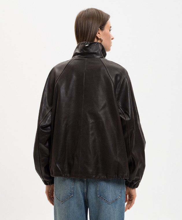 Babe Pay Pls Коричневая кожаная куртка 2602AMAZON изображение 4