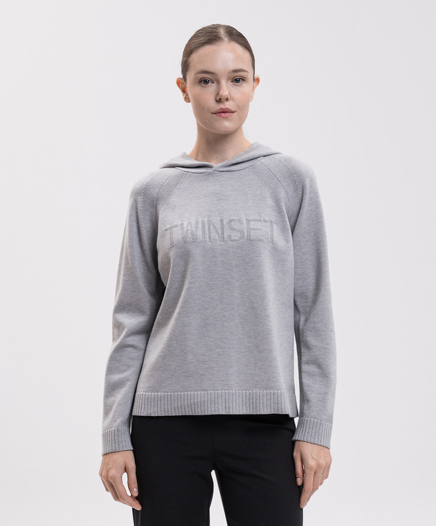 Twinset Серые худи с узором логотипа 262LI3NCC изображение 3