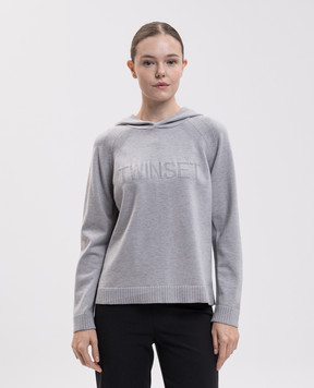 Twinset Серые худи с узором логотипа 262LI3NCC