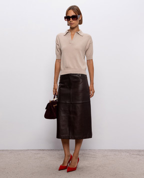 Max Mara Коричневая кожаная юбка GITA SMMGITA
