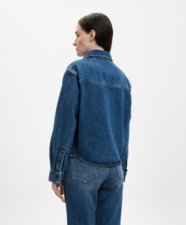 Solotre Синяя джинсовая рубашка с вышивкой монограммы M1AB0141 изображение 4